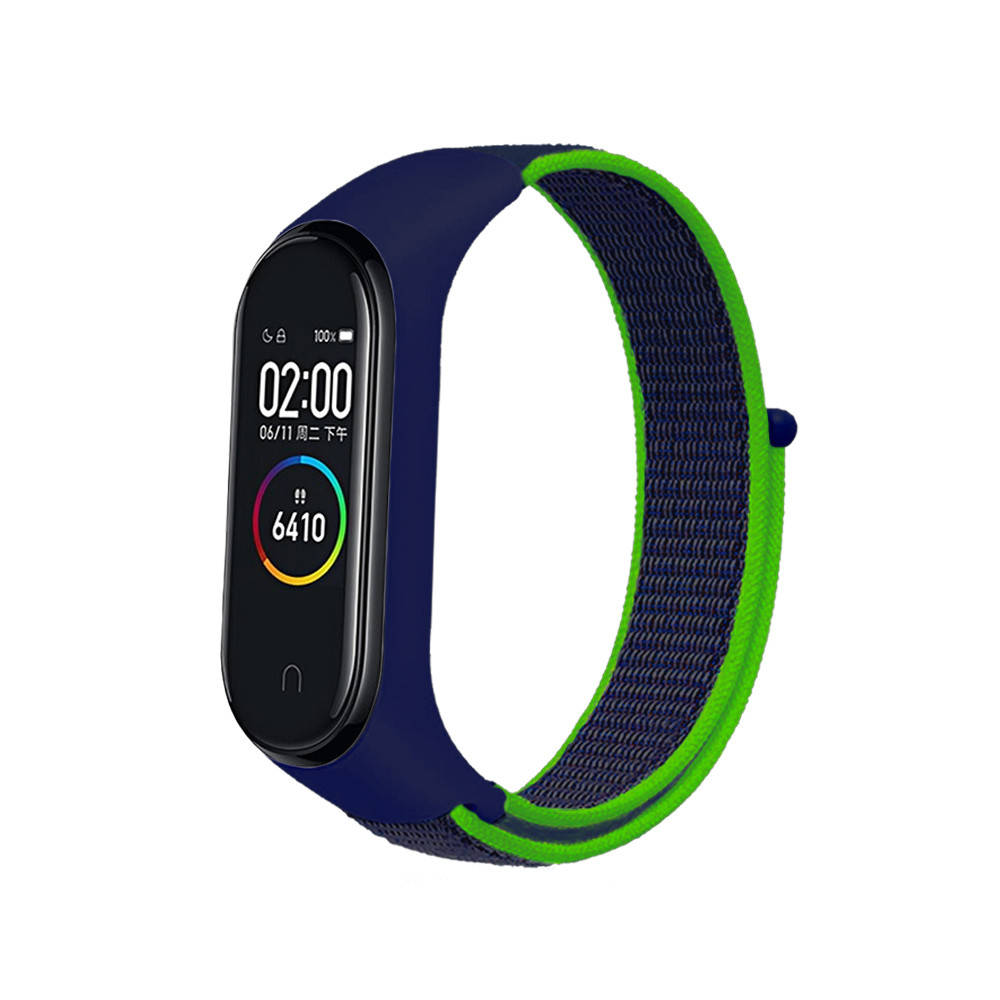 

Ремешок к браслету Mi Band 3/4/5/6 нейлоновый Mi band 3/4, сине-зеленый