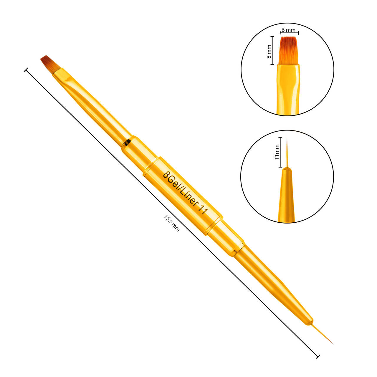 

Кисть двухсторонняя для маникюра 8 Gel Oval / Liner 11