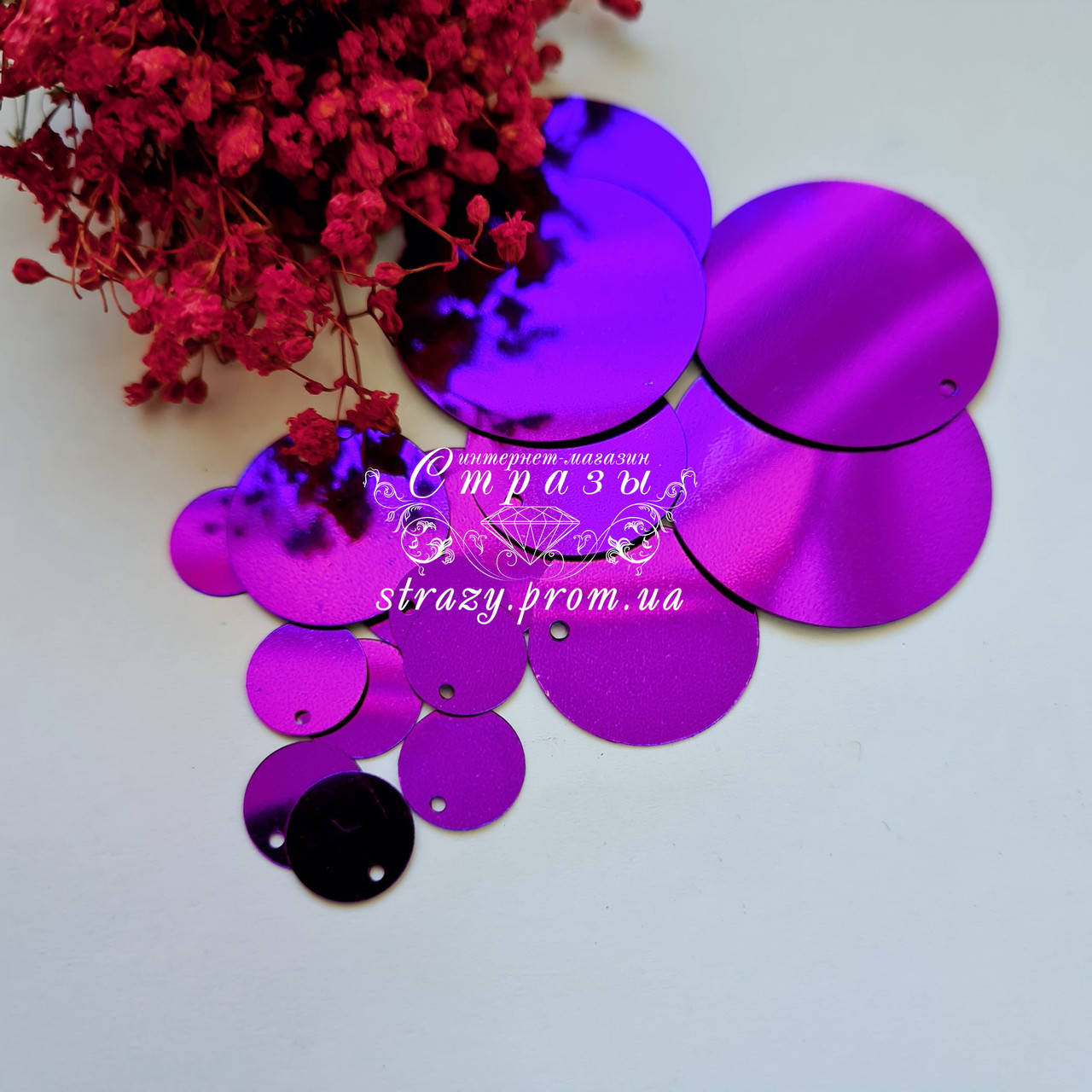 

Пайетки круг 10мм. Purple Velvet 10г (~300шт)