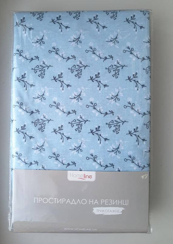 

Простынь на резинке 90х200 Хлопок Трикотаж БЛАКИТНІ КВІТИ 125 г/м2
