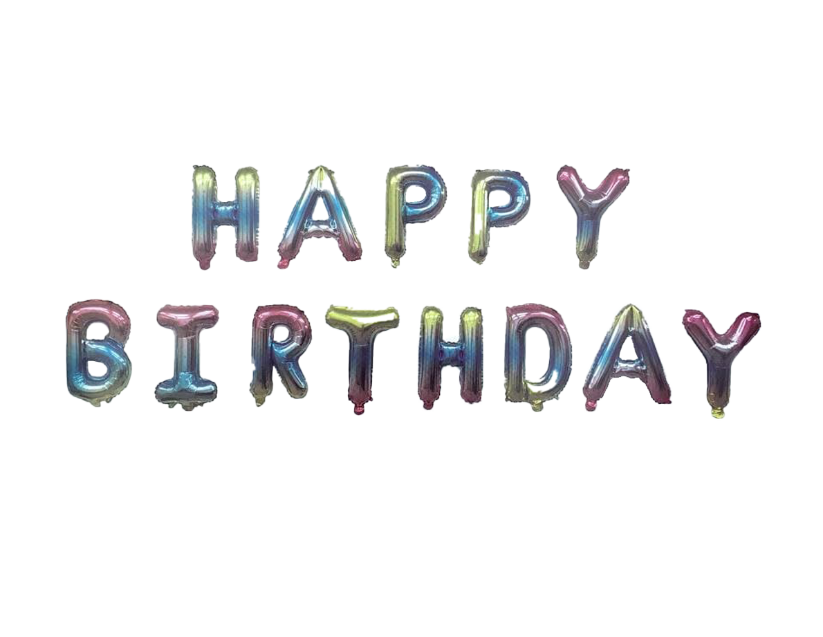 

Шары надувные фольгированные буквы "Happy Birthday" Омбре, Разные цвета