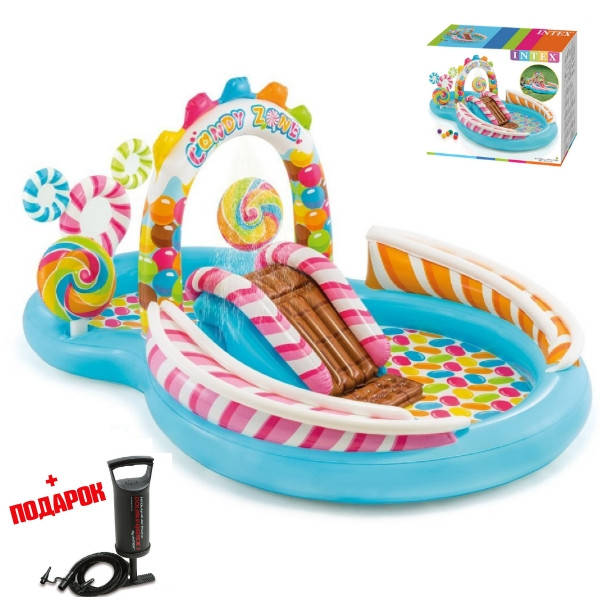 

Детский надувной бассейн Intex Candy Zone с горкой