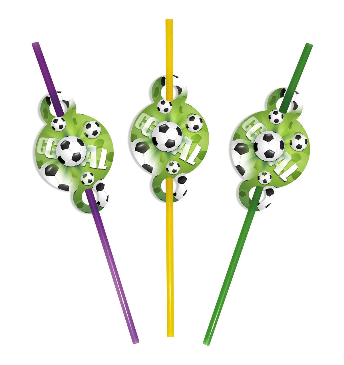 

Коктейльные трубочки с гофрой "Футбол" , 8 шт., Разные цвета