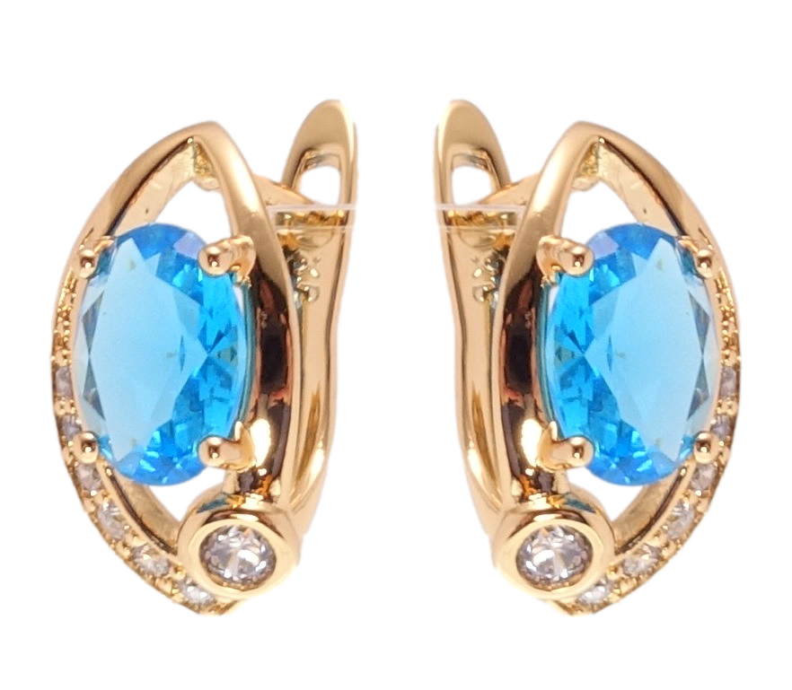 

Серьги Xuping Позолота 18K английский замок "Вставка голубой фианит"
