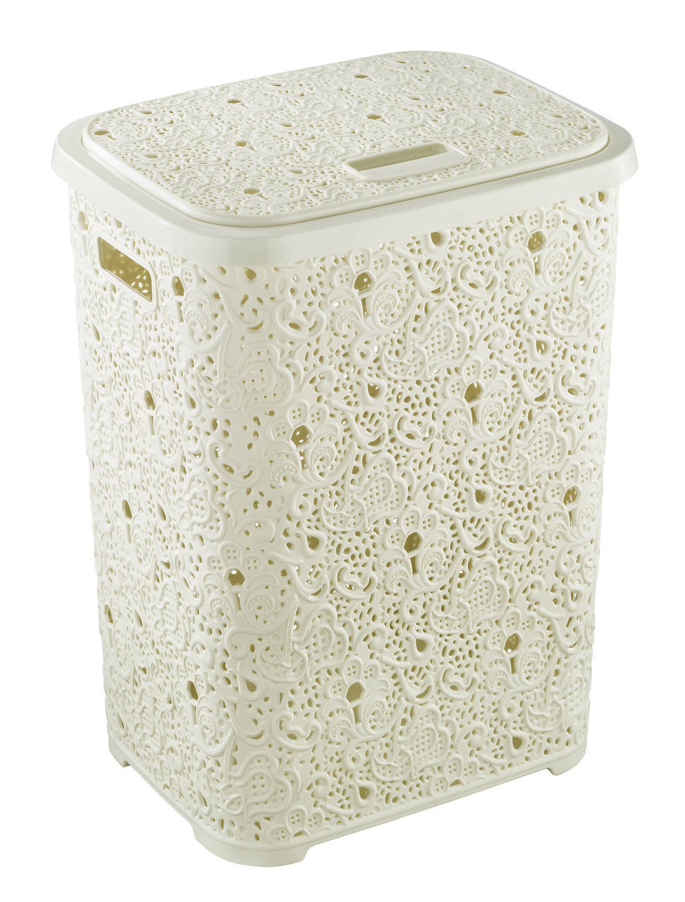 

Корзина слоновая кость для белья АЖУР с крышкой, с ручками (44*36*56 см) 67 л., Elif Plastik Турция Е-322, Разные цвета