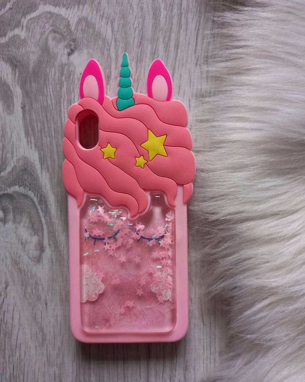 

Чехол для Xiaomi Redmi 7A Единорог розовый с блестками