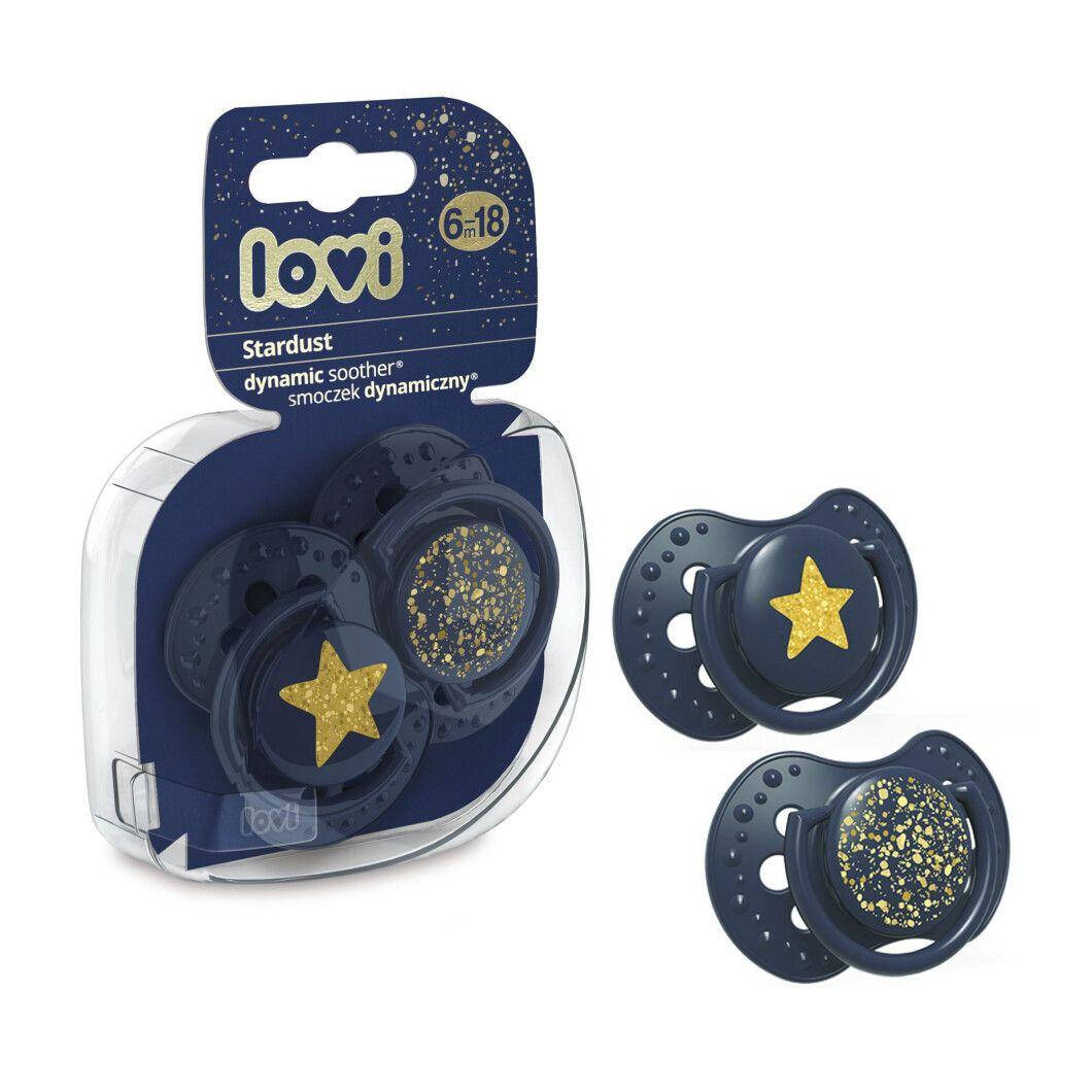 

Пустушка силіконова динамічна LOVI Stardust синя (2шт\уп) 6-18 міс, Синий