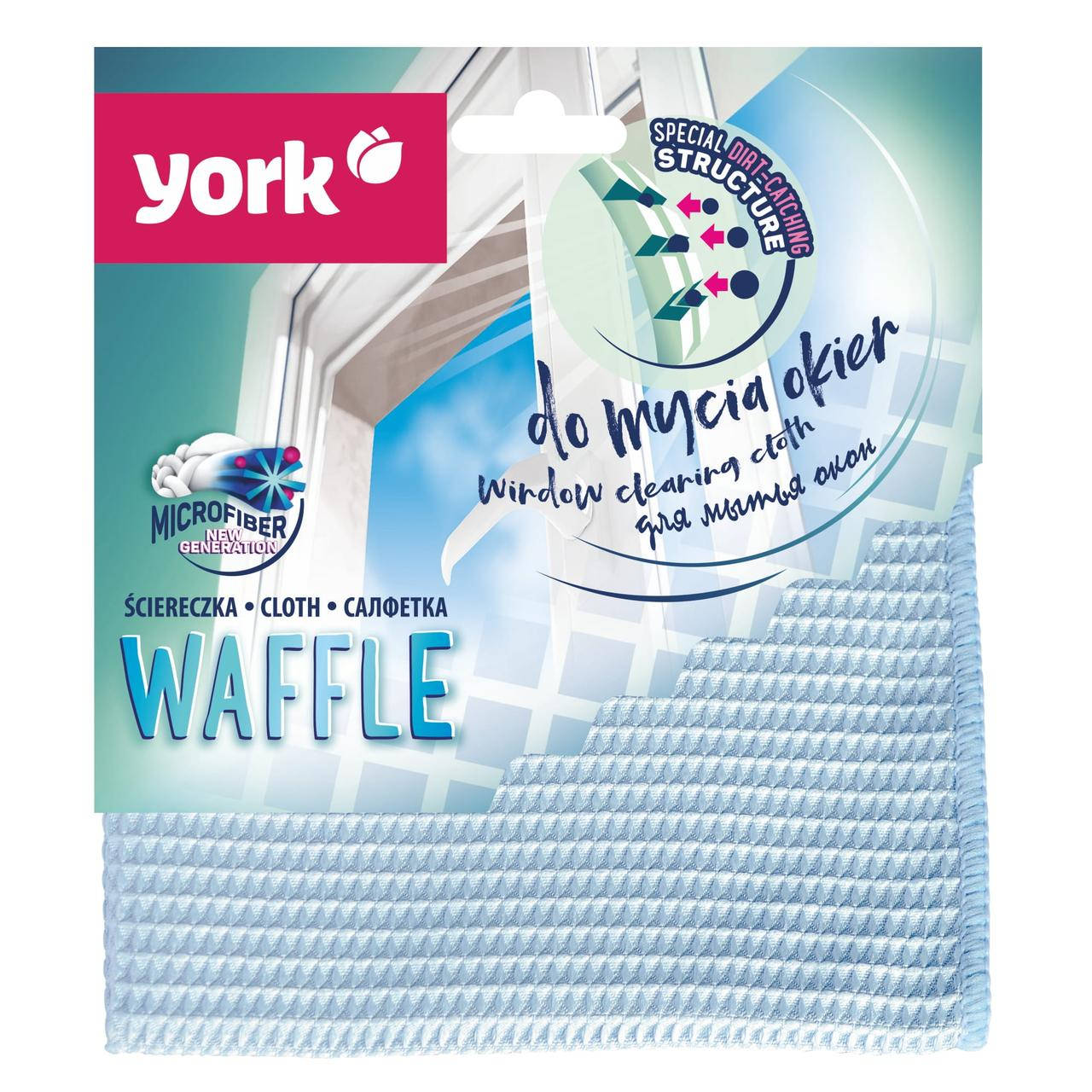 

Салфетка York для окон и стекла, микрофибра, WAFFLE 1 шт, Голубой