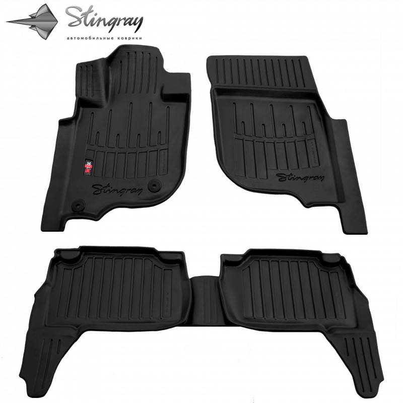 

Резиновые 3D коврики в салон на FIAT Fullback (2016-...)/Фиат Фулбек, Черный