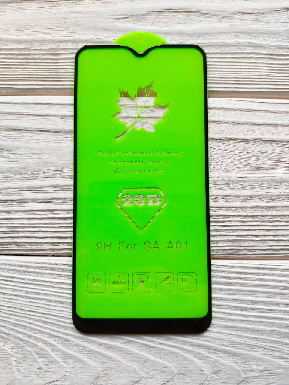 

Защитное стекло 20D для Samsung A01 2020 / A015F Full Glue Черное, Черный