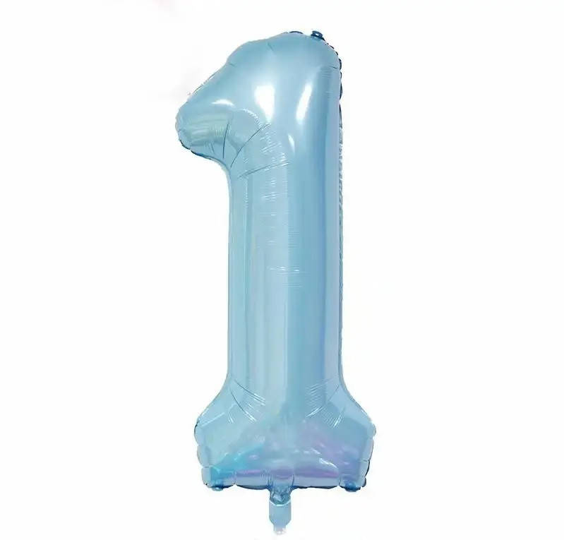 

Фольгированная цифра 1 нежно голубая (baby blue) 70 см, Голубой