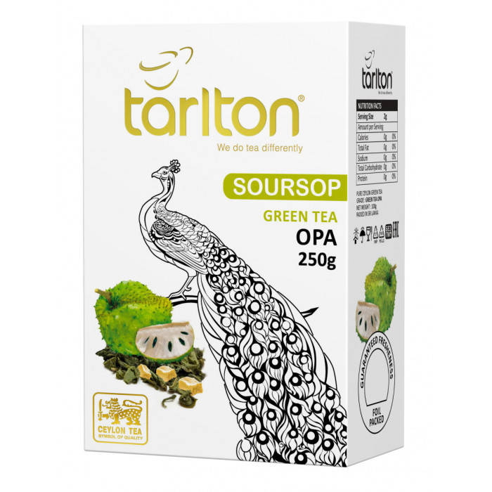 

Чай зеленый цейлонский с кусочками тропического фрукта Саусеп 100 г Тарлтон Soursop green tea Ceylon Tarlton