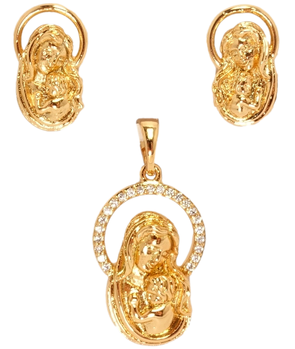 

Набор Xuping Позолота 18K Серьги Кулон "Ладанка Дева Мария с Младенцем"