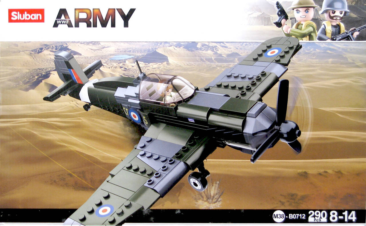 

Конструктор SLUBAN M38-B0712 Истребитель Spitfire, 290 деталей, 1 фигурка