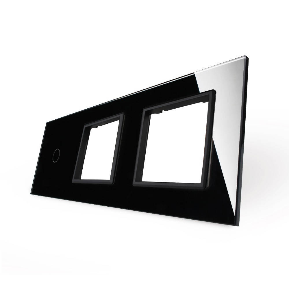 

Лицевая панель для сенсорного выключателя Livolo 1 канал и 2х розеток, цвет черный, стекло (VL-C7-C1/SR/SR-12)