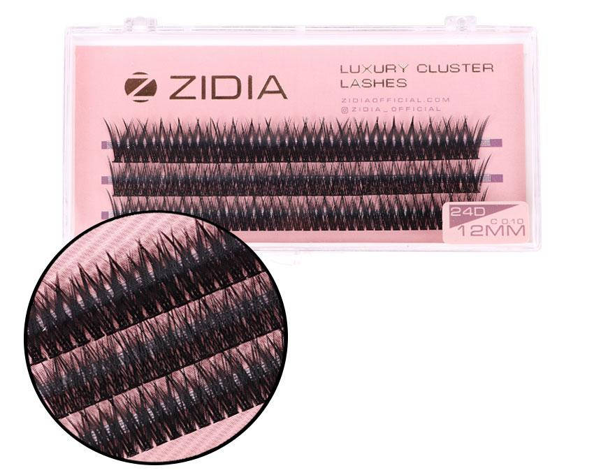 

Вії накладні пучкові рибячий хвіст Zidia Cluster Lashes Fish Tail 24D C 0.10 (3 лєнти, розмір 12 мм), Черный