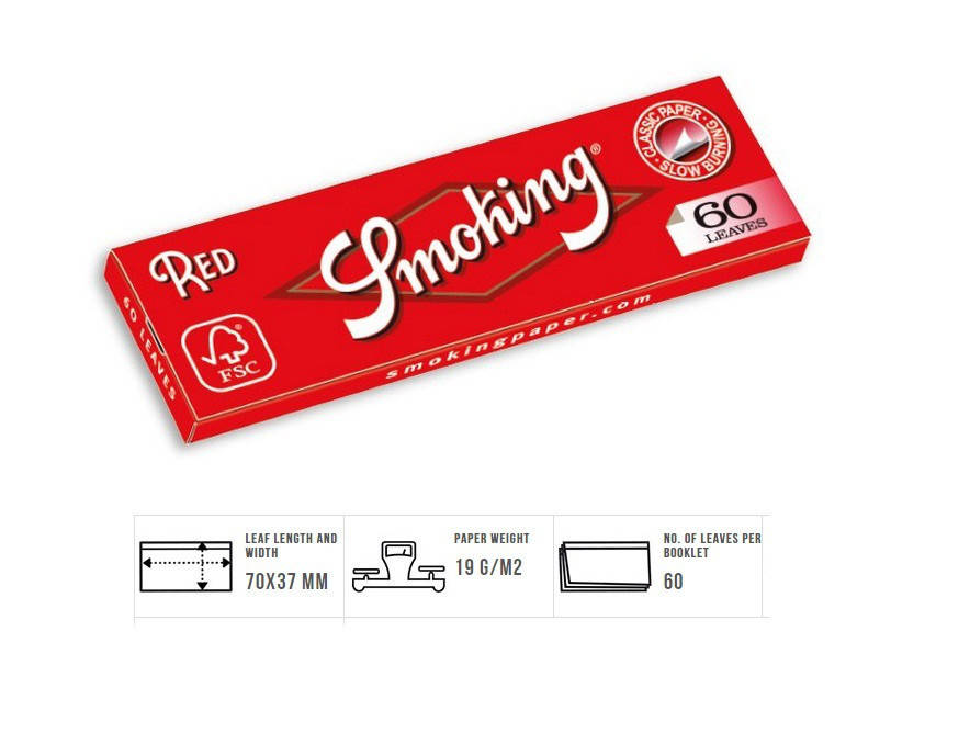 

Сигаретная бумага для самокруток Smoking Red, 70мм, Арт.1004
