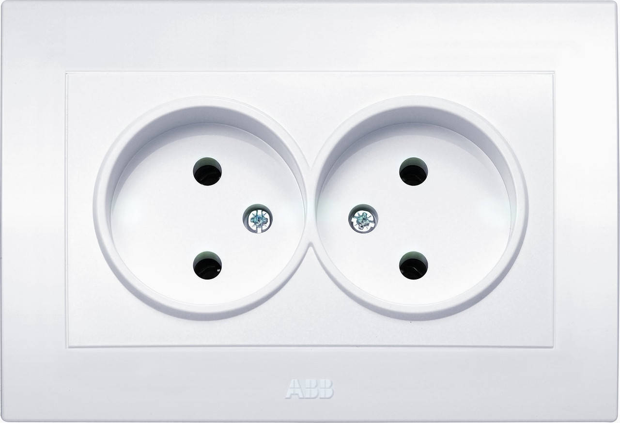 

Розетка двойная без заземления ABB Cosmo белый 632-010200-908