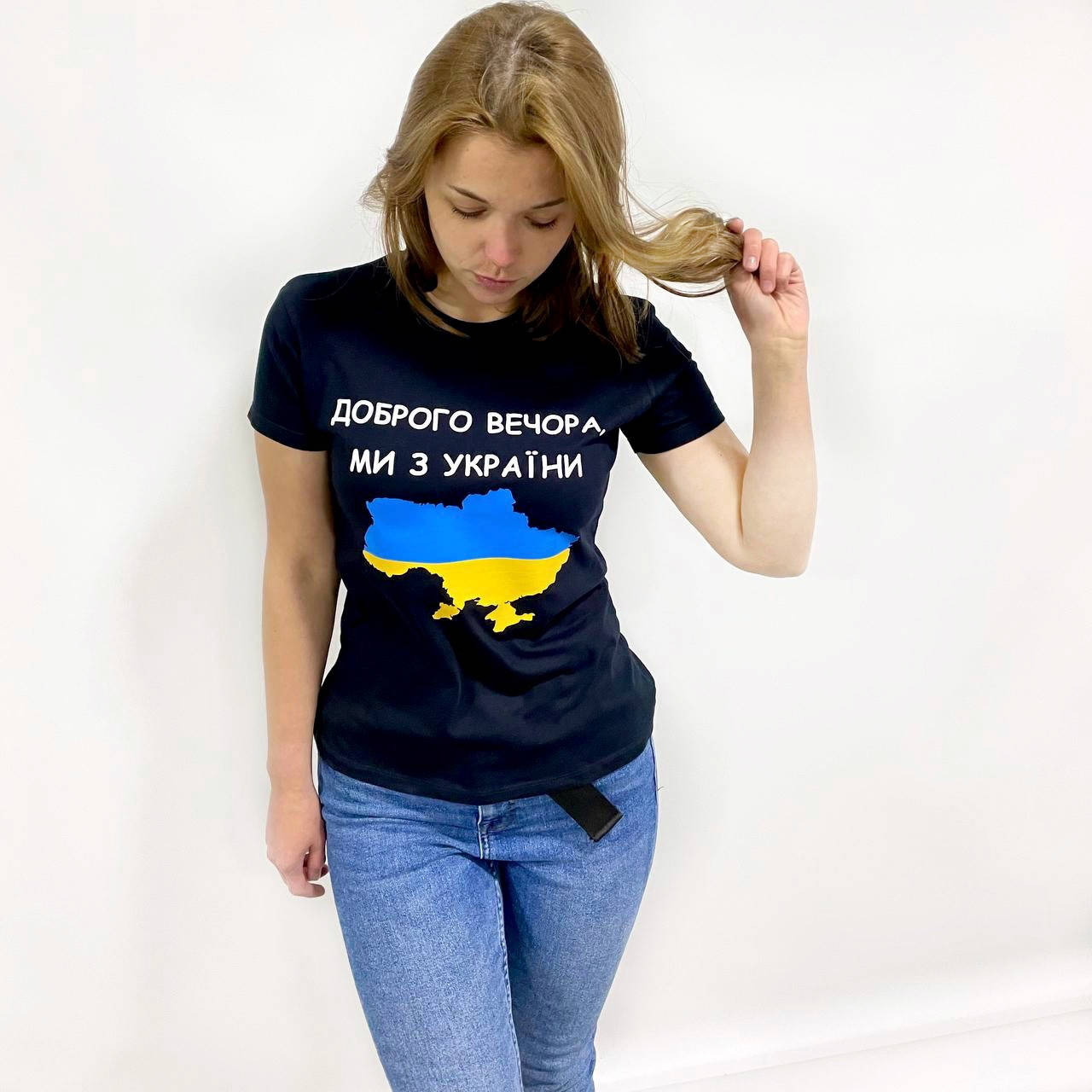 

Женская футболка. Печать на футболке. Доброго вечора. Ми з України S
