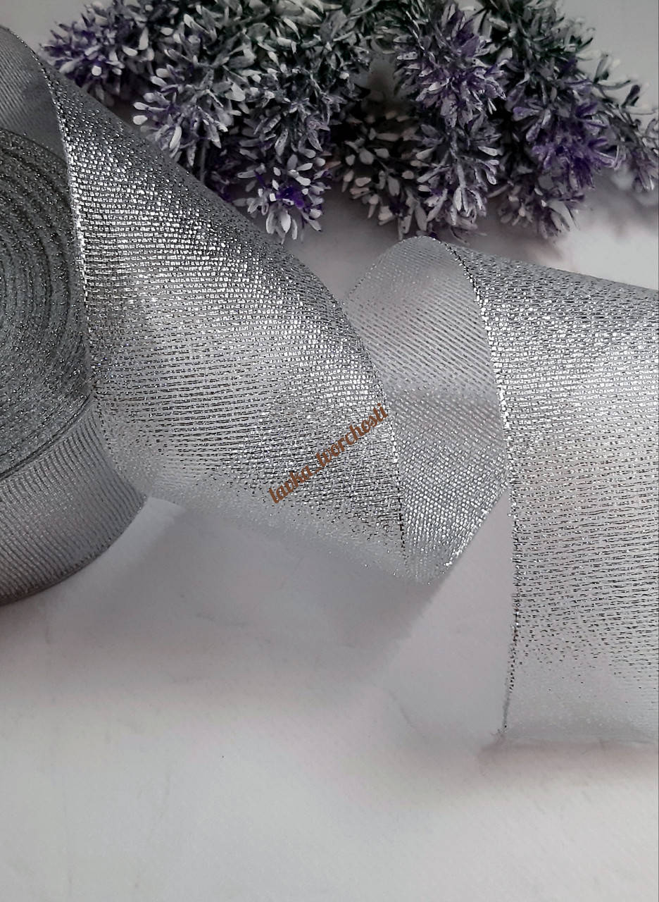 

Стрічка парча 5см срібло