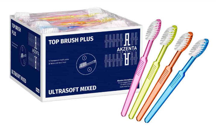 

Одноразовыя зубная щетка с пастой AKZENTA ULTRASOFT MIXED