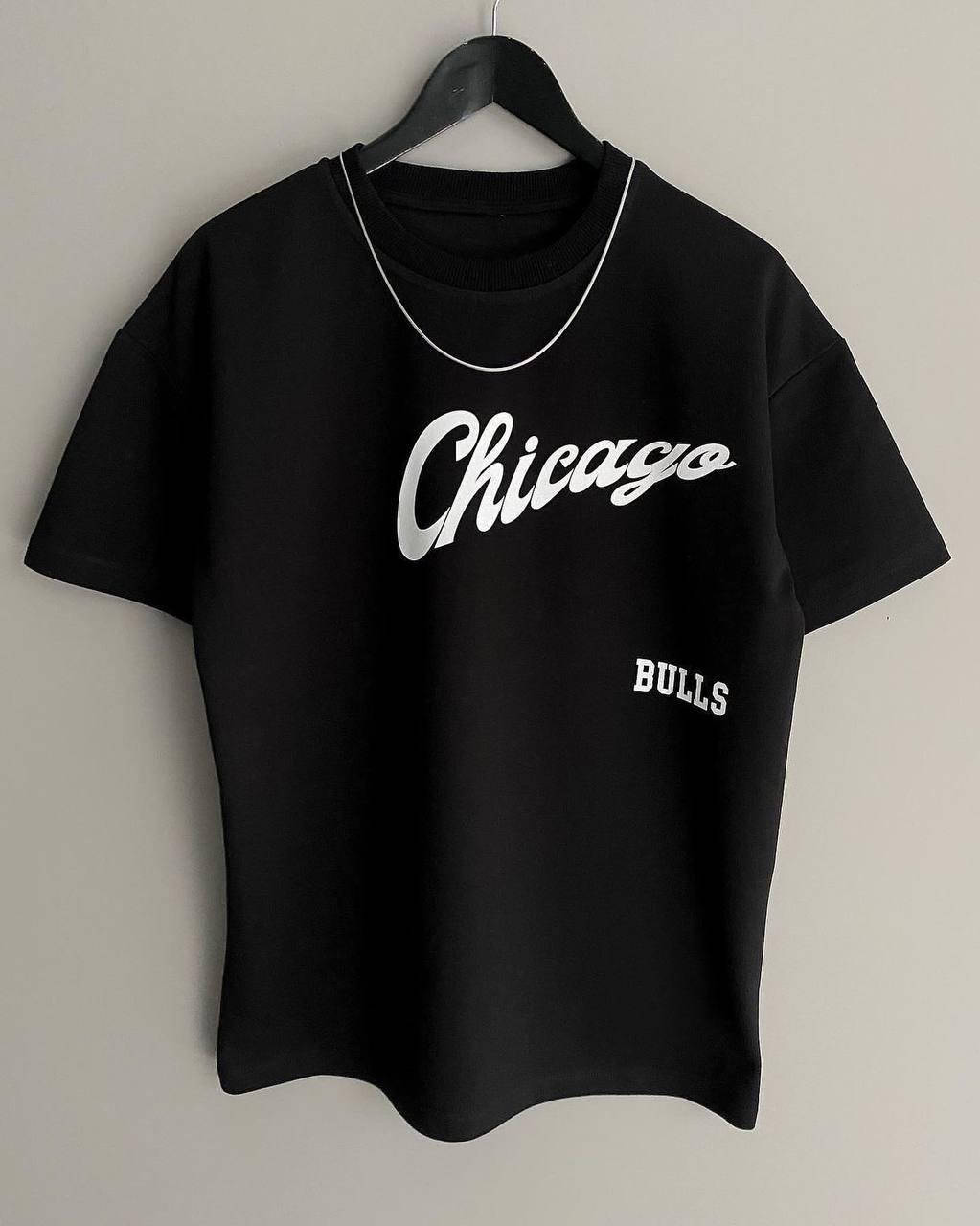 

Черная Винтажная Оверсайз Футболка Chicago Bulls Vintage с Большим Логотипом | Футболка Чикаго Буллс Retro M