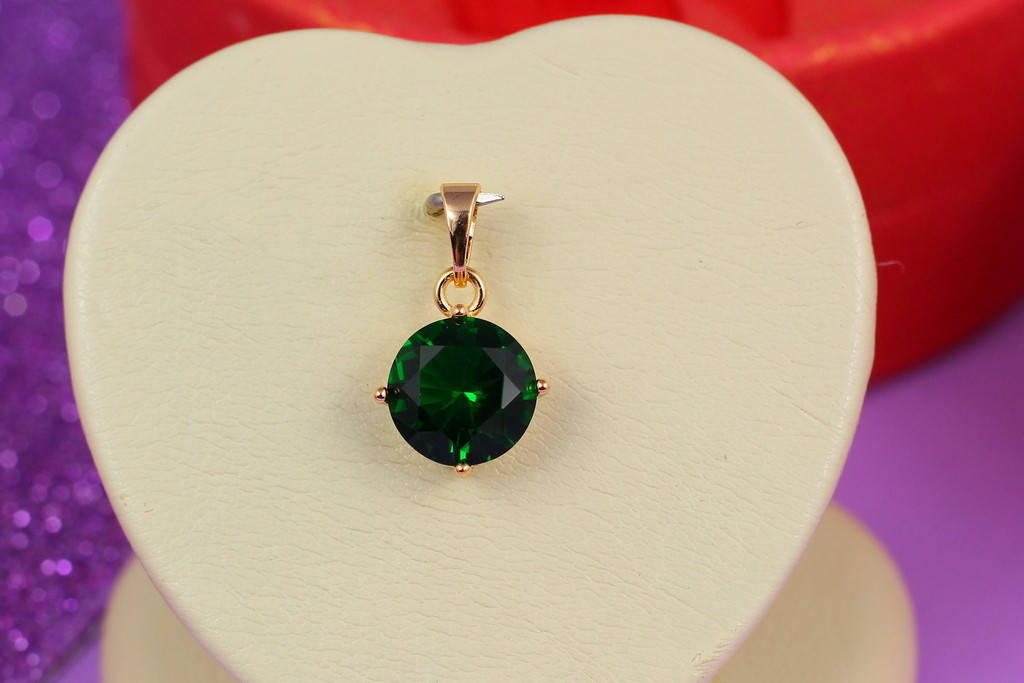 

Кулон Xuping Jewelry зеленый камень четыре крепления 10 мм золотистый