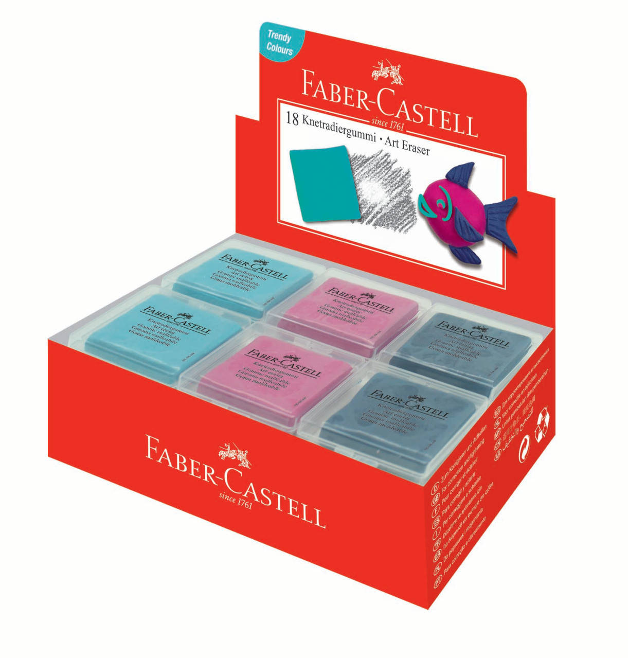 

Ластик - клячка Faber-Castell Kneadable eraser, Бирюзовый, ежевичный, голубой