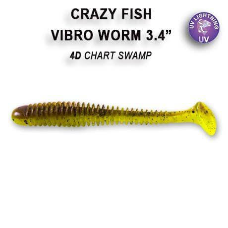 

Съедобный силикон Crazy Fish Vibro worm 3.4" 13-85-4d-6-F кальмар