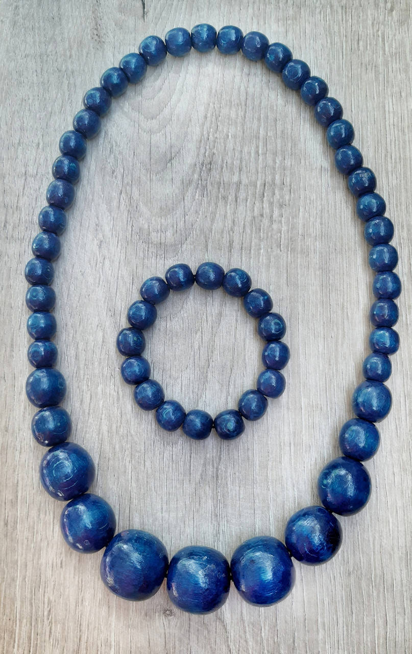 

Набір буси та браслет Бусинка. Сині.