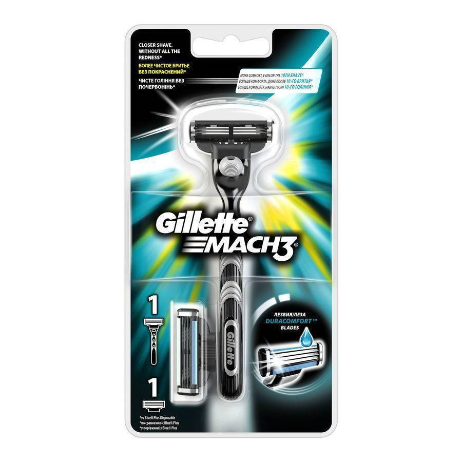 

Бритвенный станок Gillette Mach3 + 1 сменный картридж, Синий