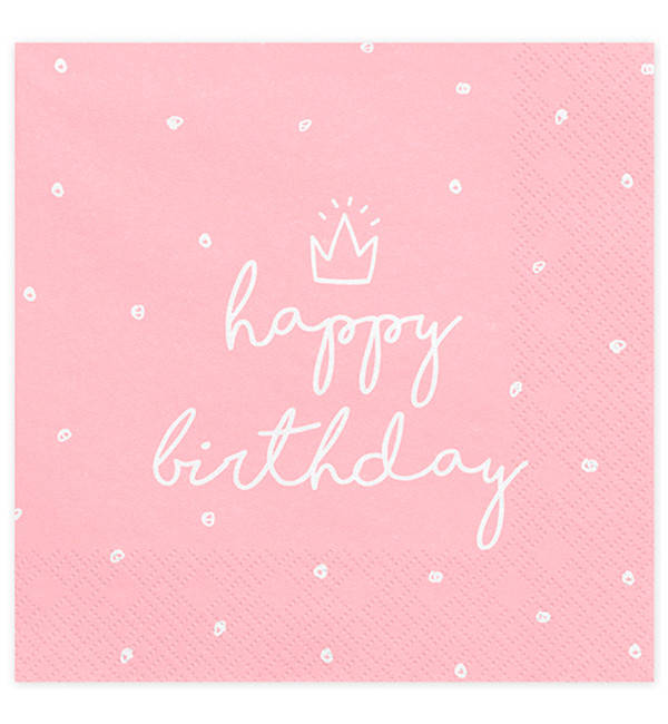 

Салфетки праздничные "Happy Birthday pink", Польша, 20 шт., размер - 33х33 см, Розовый