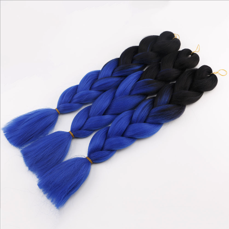 

Канекалоновая коса омбре, черный + синий (B21) 9/55