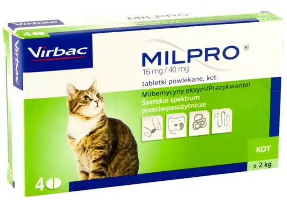 

Virbac Milpro (Милпро) Антигельминтные таблетки для кошек (более 2кг) 4 таблетки