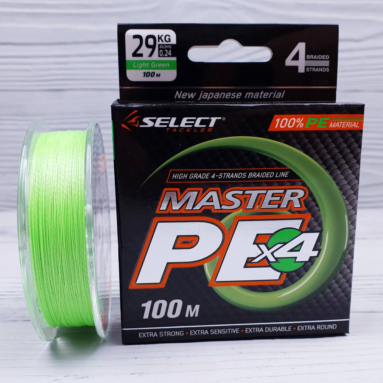 

Шнур Select Master PE (x4) 100м 0.12мм 15кг, Салатовый