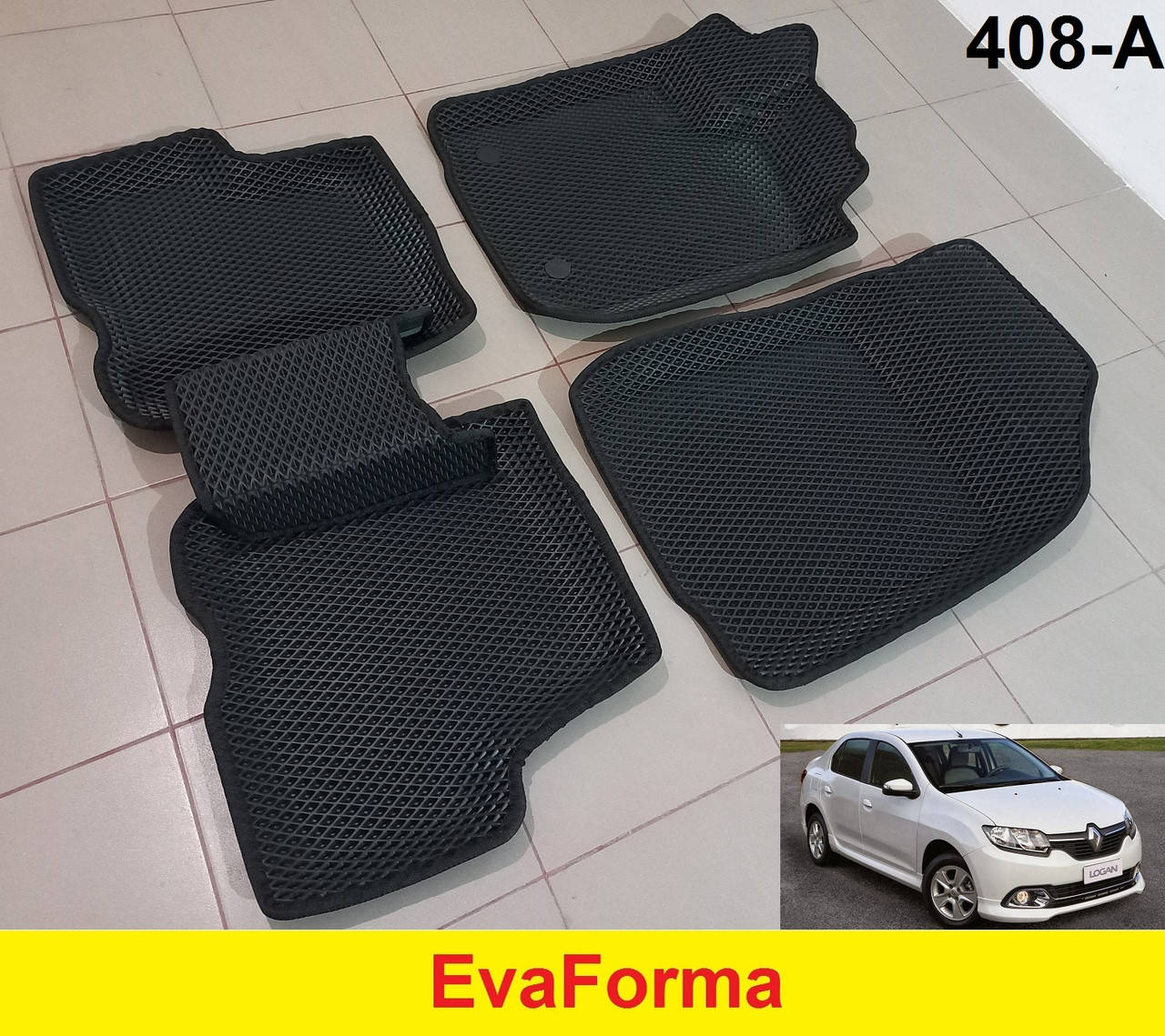 

3D коврики EvaForma на Renault Logan 2 '12-21, коврики ЕВА, Черный
