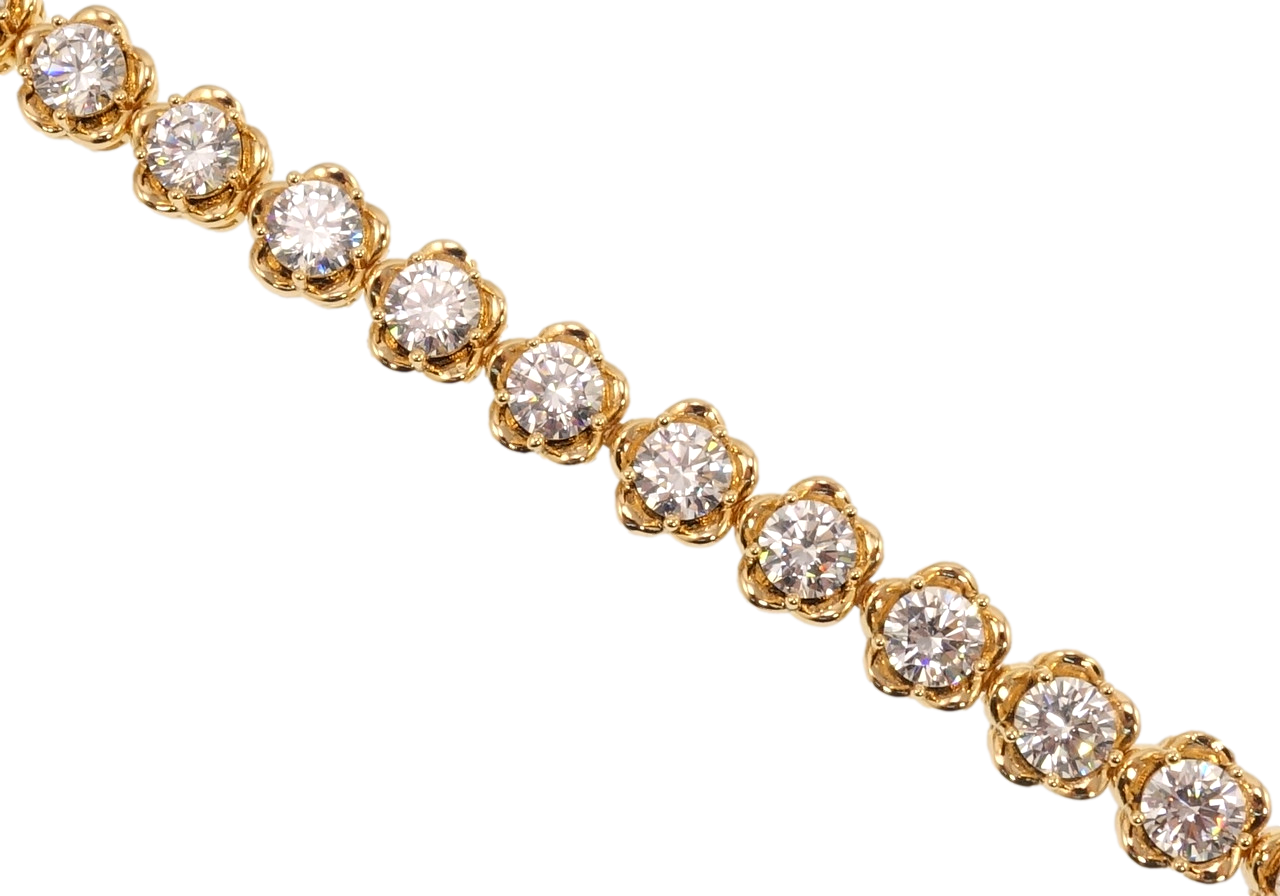 

Браслет Xuping Позолота 18K "Дорожка кристальных цветочков" длина с доп.замком 17,19см х 8мм