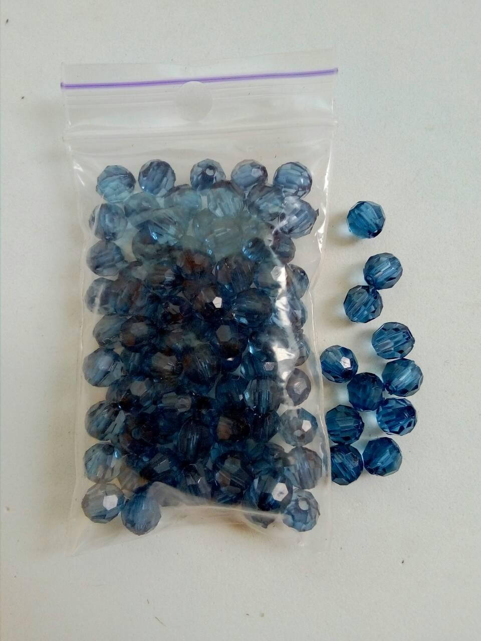 

Бусины прозрачные круглые гранёные №6 10г синий (электрик)