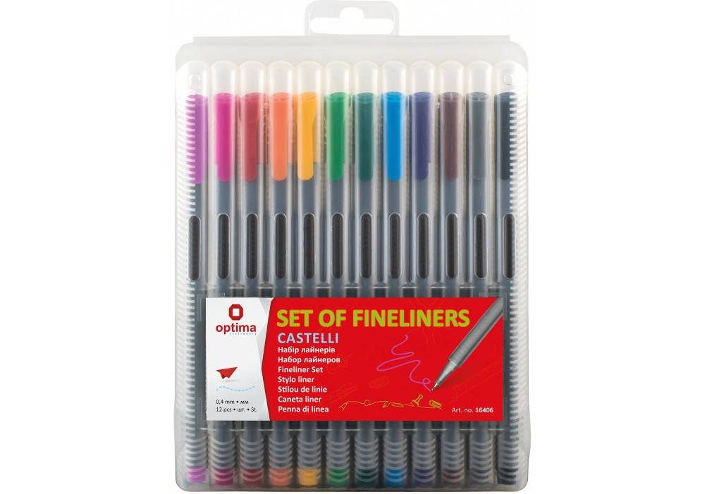 

Набор разноцветных лайнеров Optima CASTELLI в пенале, 12 шт.