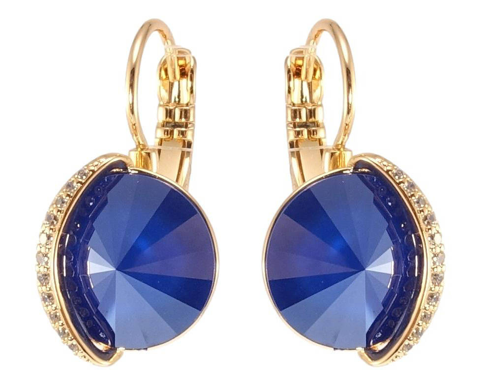 

Серьги Xuping Позолота 18K с кр-ми Swarovski французский замок "Кристалл Royal Blue с дорожкой циркония" ø