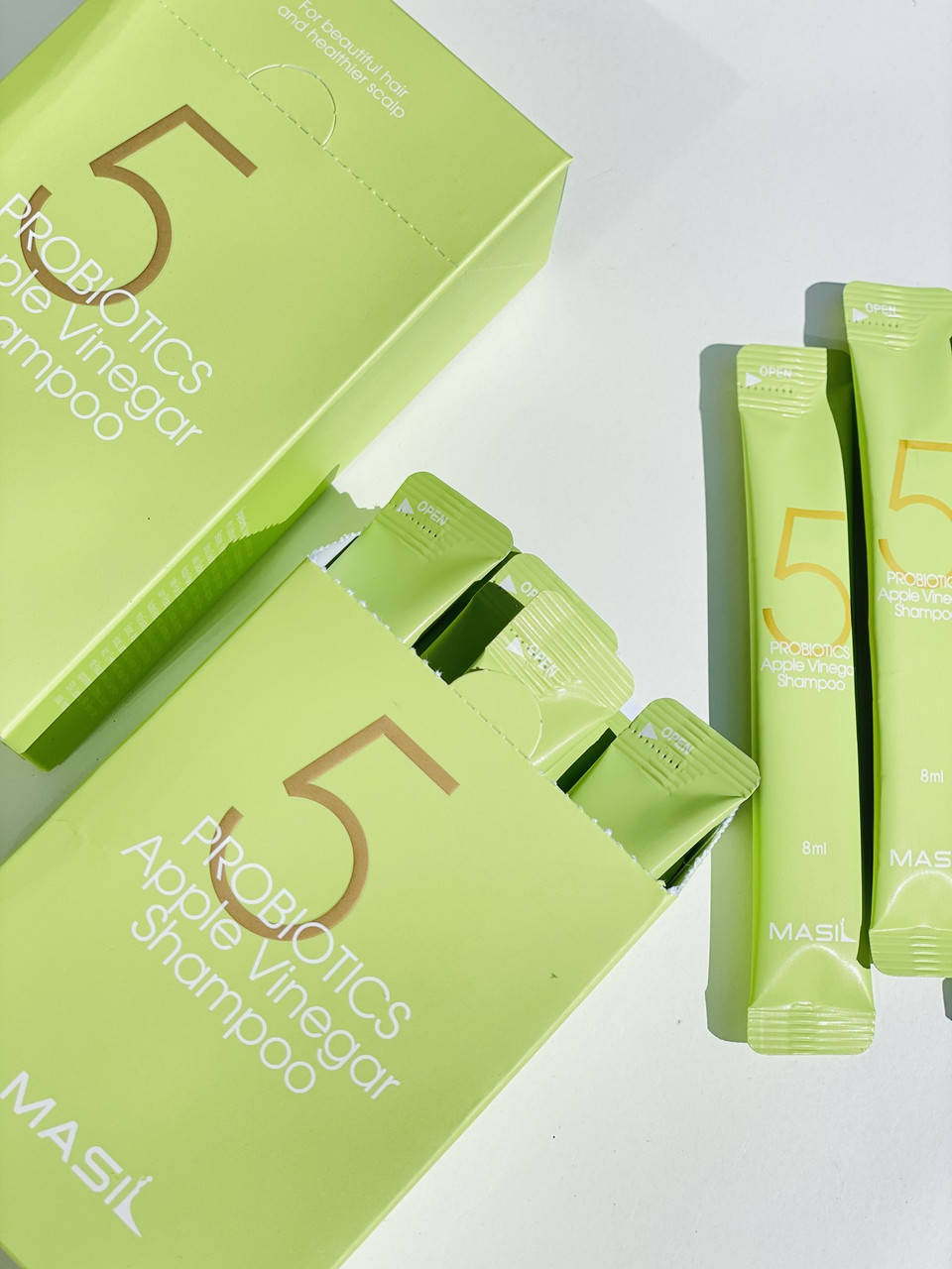 

Безсульфатный шампунь с пробиотиками и яблочным уксусом Masil, 8мл