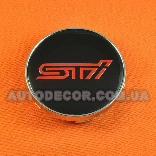

Колпачки заглушки на литые диски Subaru STI (60/56/10) черные/красный лого