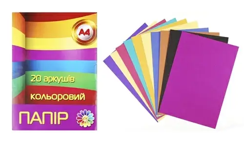 

Папір кольоровий "Тетрада" А4, 20 арк.