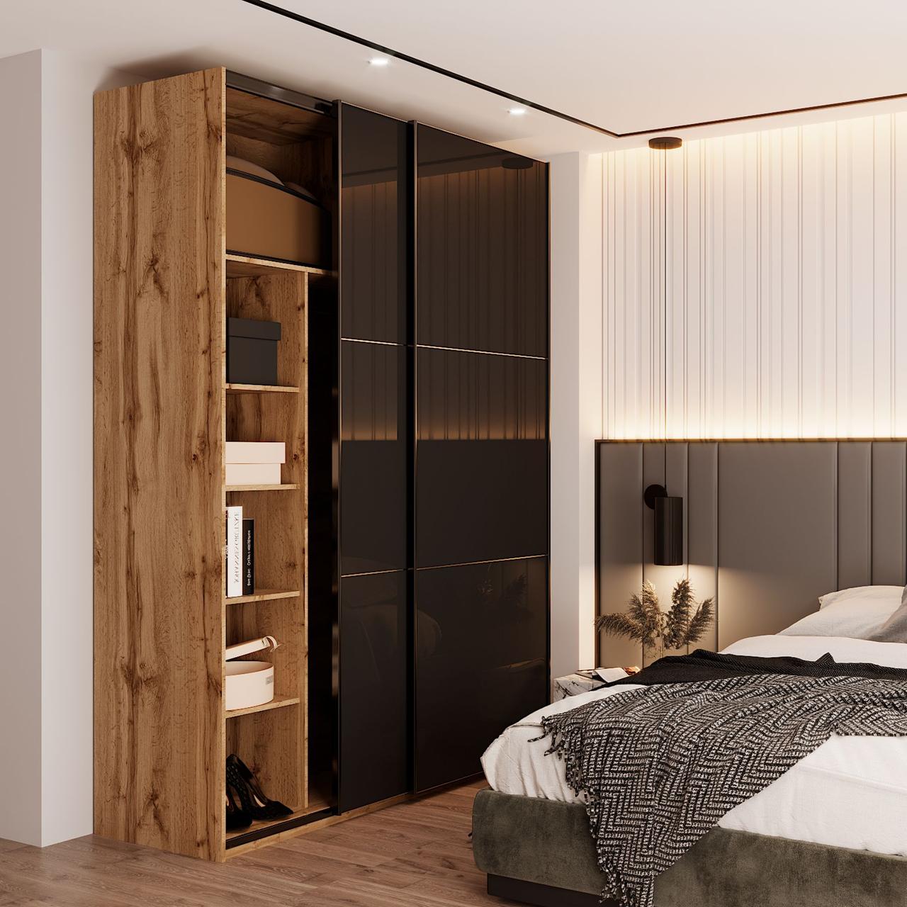 Шафа купе Doros G-Caiser Дуб Евок / Чорний 2 Скла / 3 частини 180х60х240 (80737751) 4