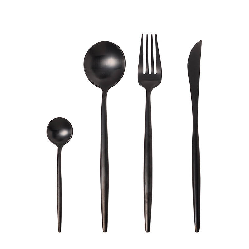 

Набор столовых приборов REMY-DECOR черных из четырех предметов для ресторана и дома