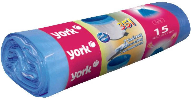 

York пакет для мусора с завязками 35л 15шт 090610