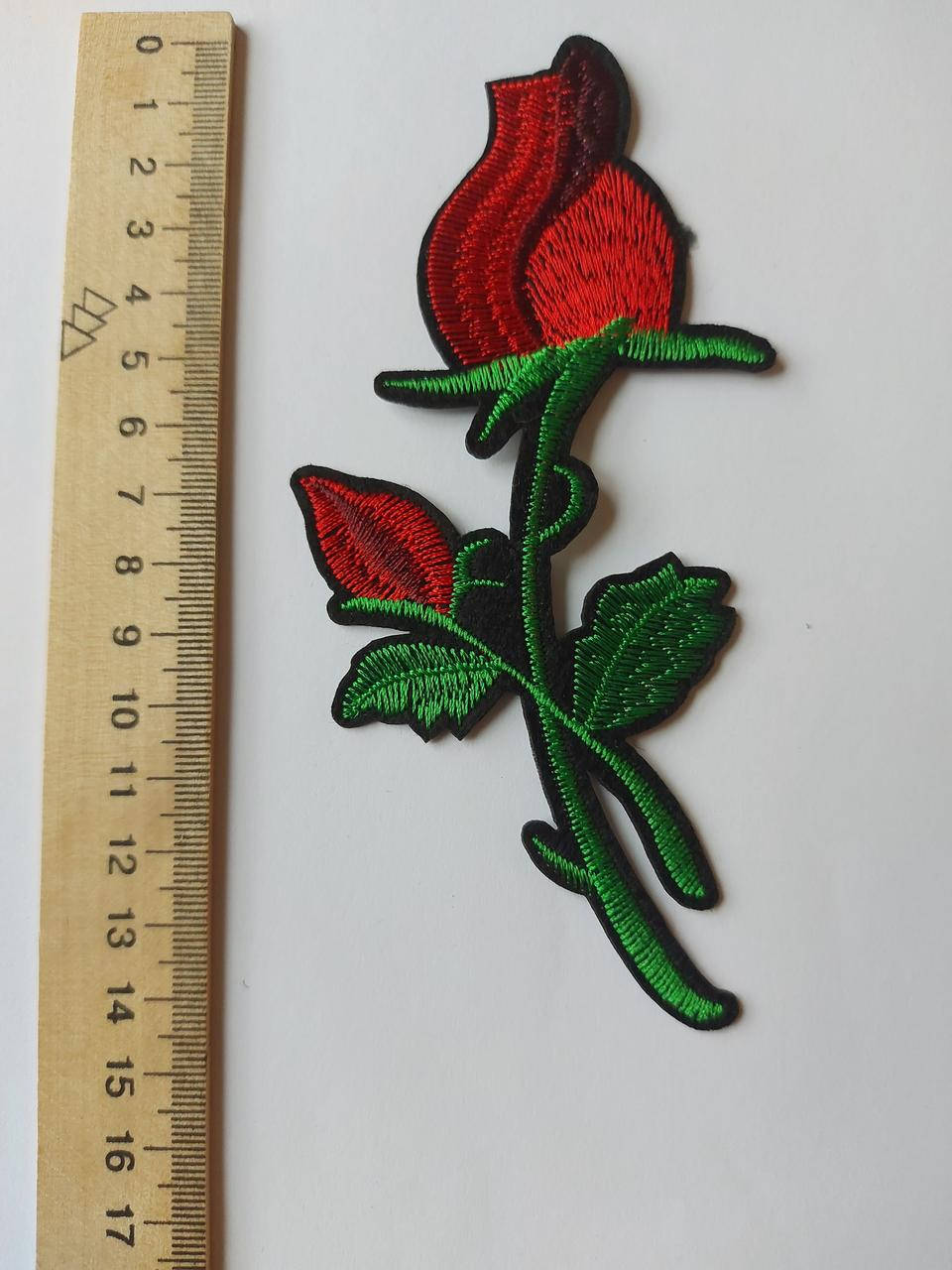 

Аплікації вишивки клейові "Троянда" 15 на 6 см. Аппликации клеевая "Роза" для одежды, Красный