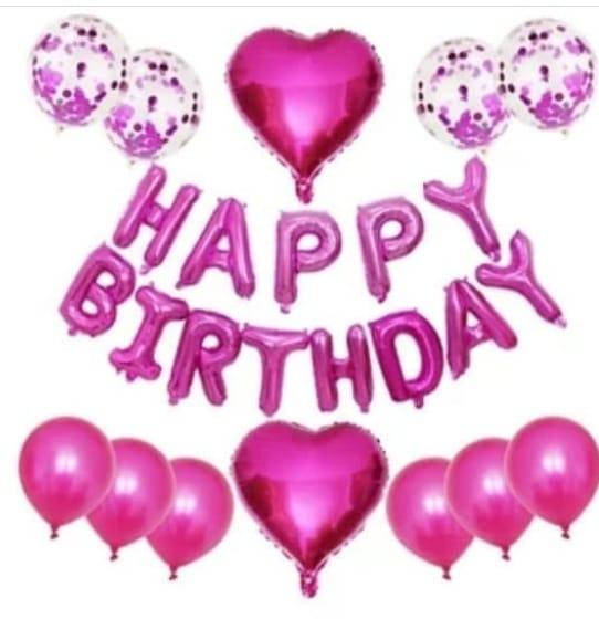 

Набор из шаров с гирляндой HAPPY BIRTHDAY | Малиновое сердце, Малиновый