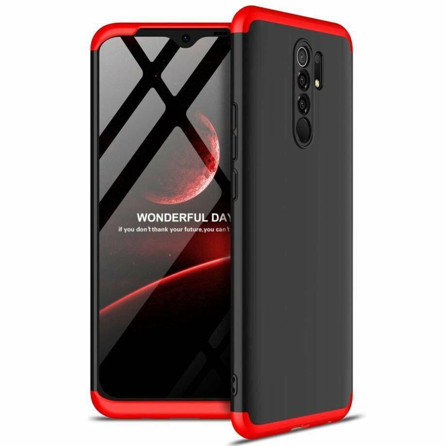 

Чехол GKK 360 для Xiaomi Redmi 9 бампер противоударный Black-Red