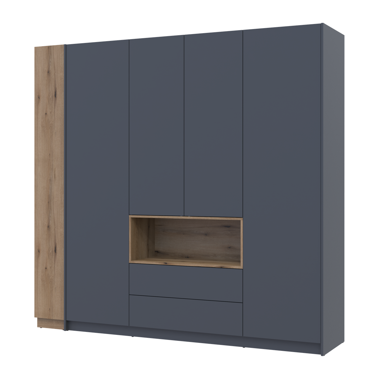 Шафа для одягу з нішею та етажеркою Doros Дейл Графіт/Дуб Евок 4 ДСП 234х52х220 (42005158)
